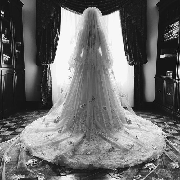 Jasmine Couture Wedding Gown - Embroidered Lace Ball Gown with Portrait Neckline - Picture 2 of 8